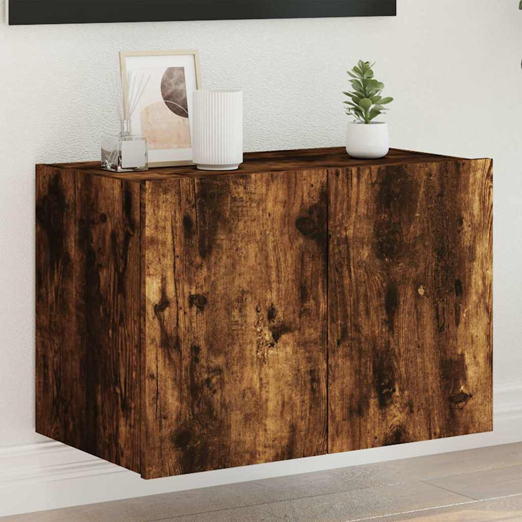 vidaXL TV-Wandschrank mit LED-Leuchten Räuchereiche 60x35x41 cm