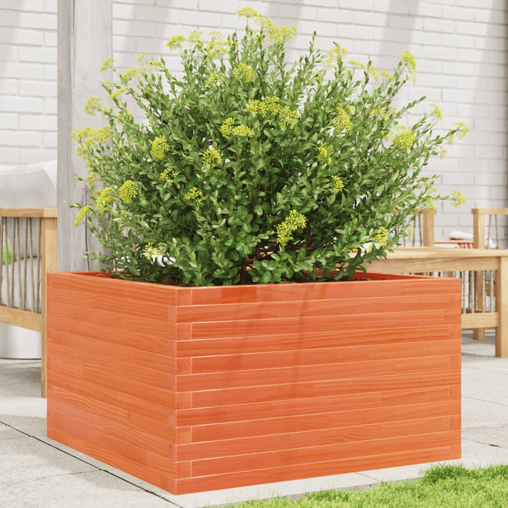 vidaXL Pflanzkübel Wachsbraun 80x80x45,5 cm Massivholz Kiefer