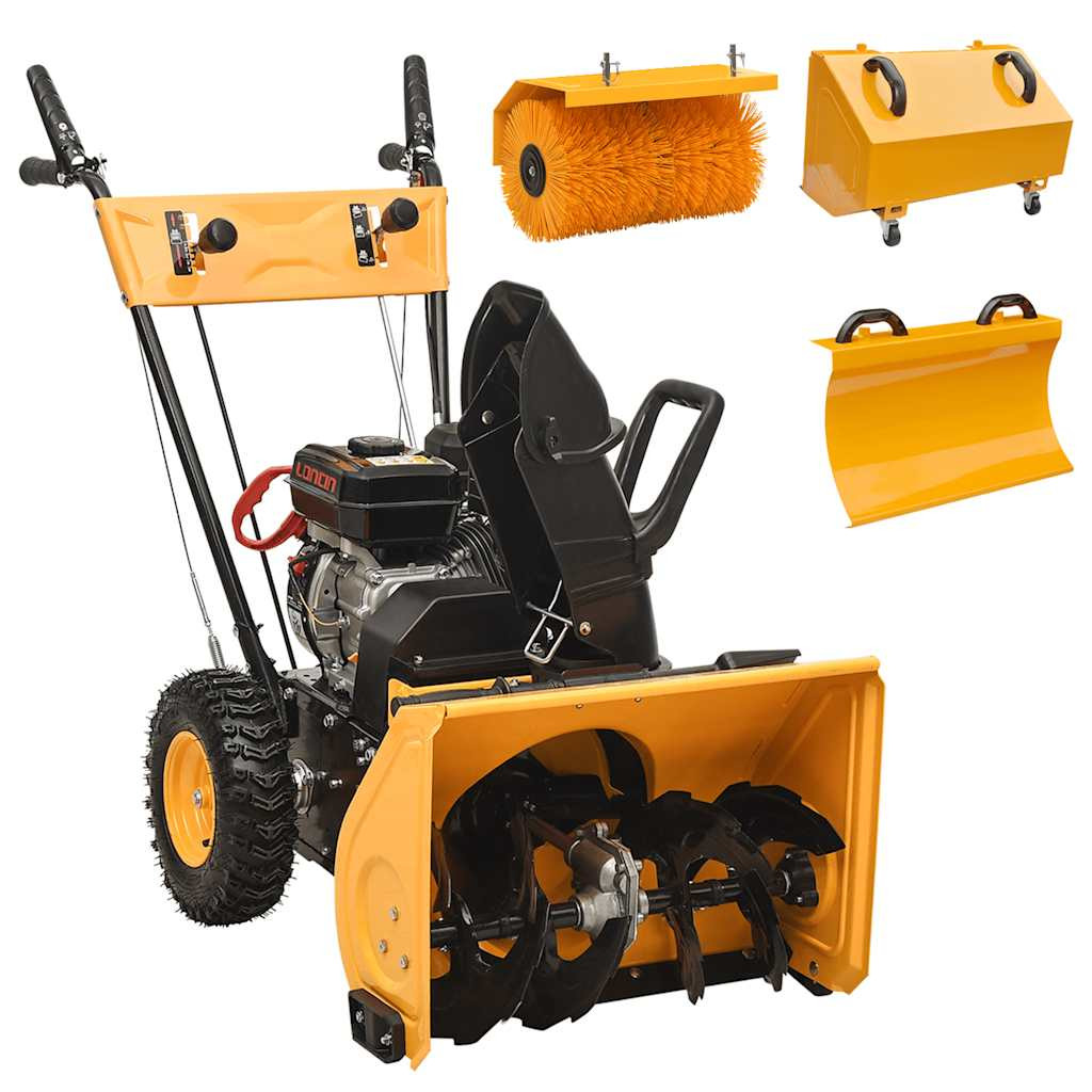 vidaXL 4-in-1 Schneefräse und Kehrmaschine Set Benzinbetrieben 6,5 PS
