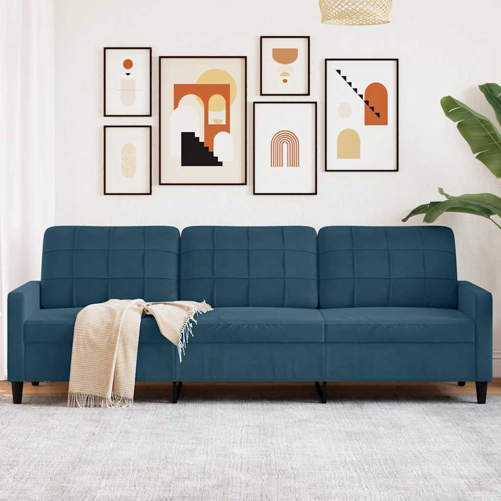 vidaXL 3-Sitzer-Sofa Blau 210 cm Samt