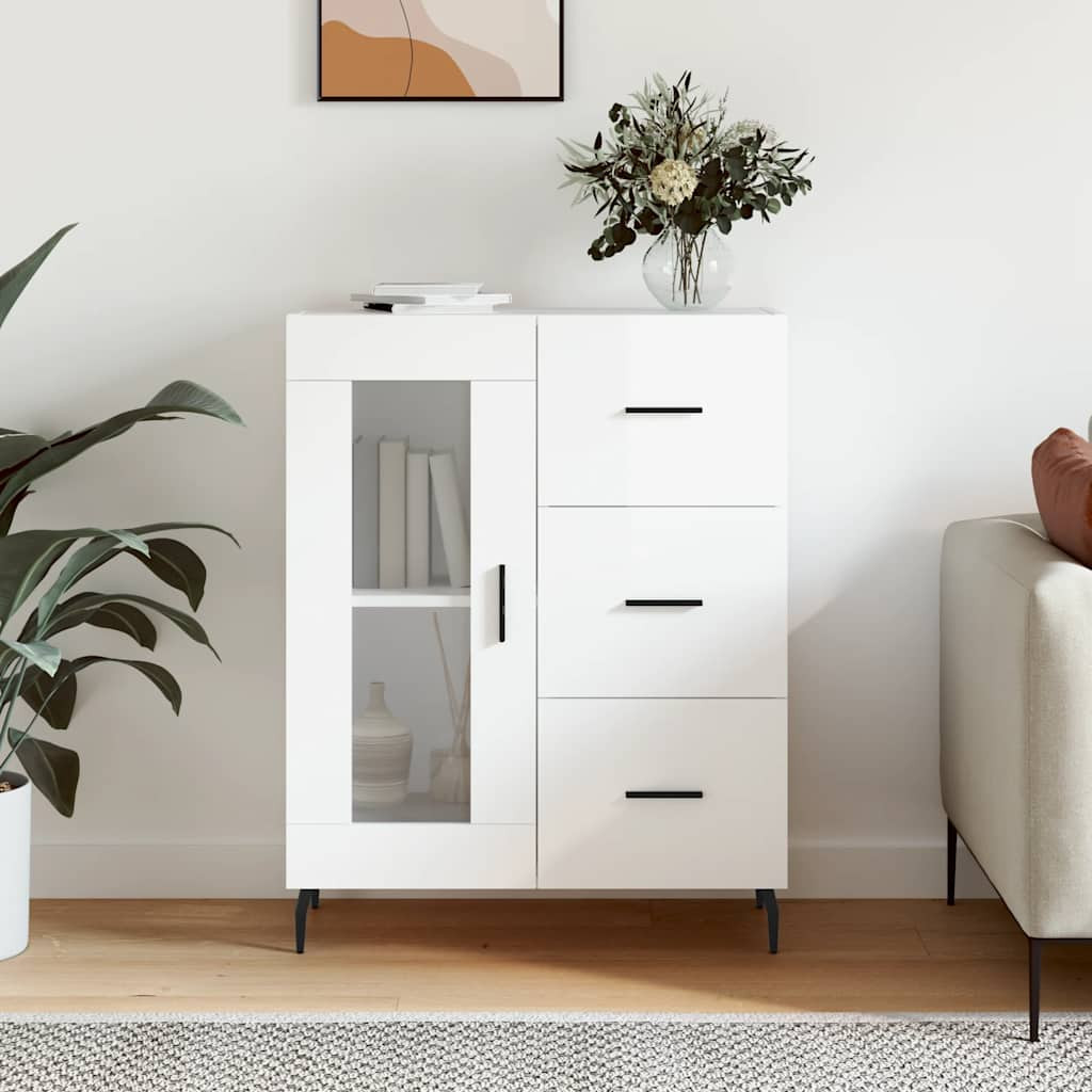 vidaXL Sideboard Hochglanz-Weiß 69,5x34x90 cm Holzwerkstoff