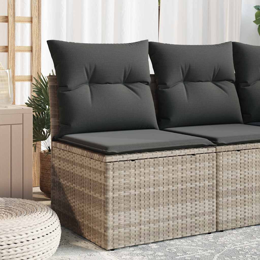 vidaXL Gartensessel ohne Armlehnen mit Kissen Hellgrau Poly Rattan