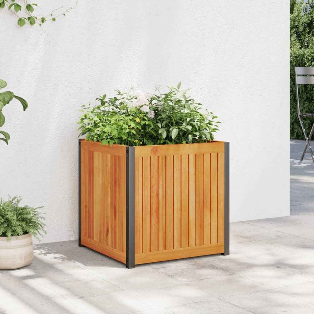 vidaXL Pflanzkübel 45x45x44 cm Massivholz Akazie und Stahl