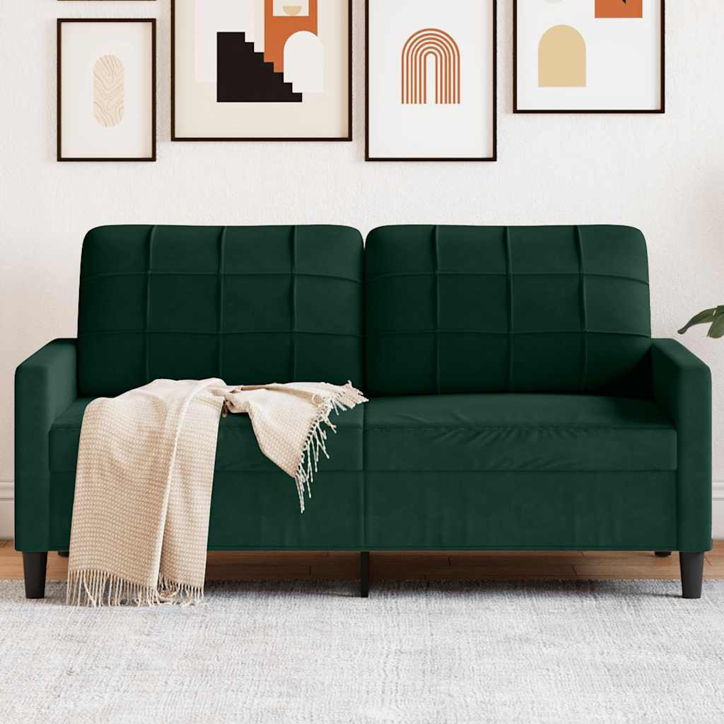 vidaXL 2-Sitzer-Sofa Dunkelgrün 140 cm Samt