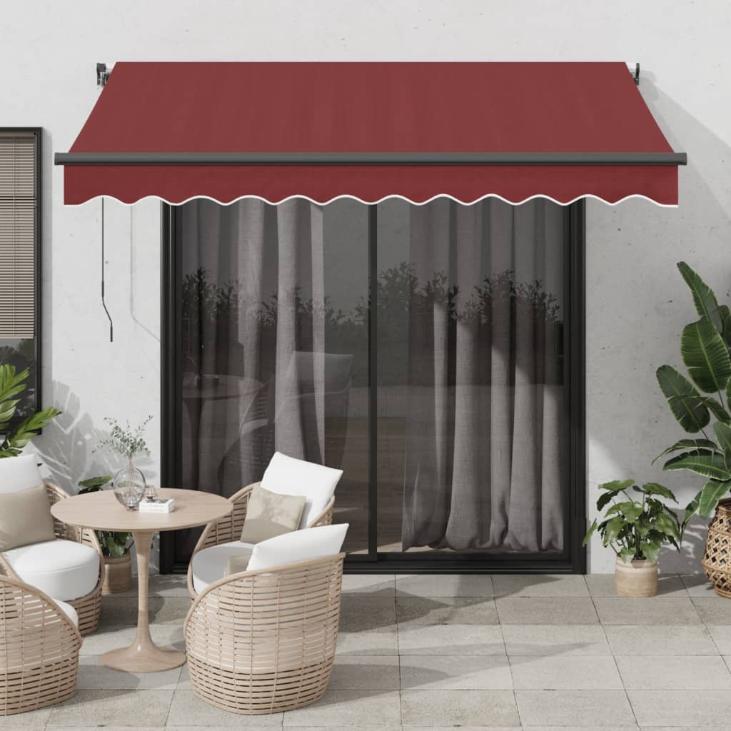 vidaXL Markise Automatisch mit LEDs Weinrot 350x250 cm