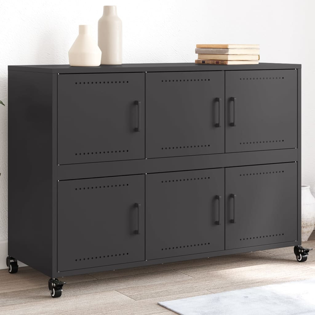vidaXL Sideboard Schwarz 100,5x39x72 cm Stahl