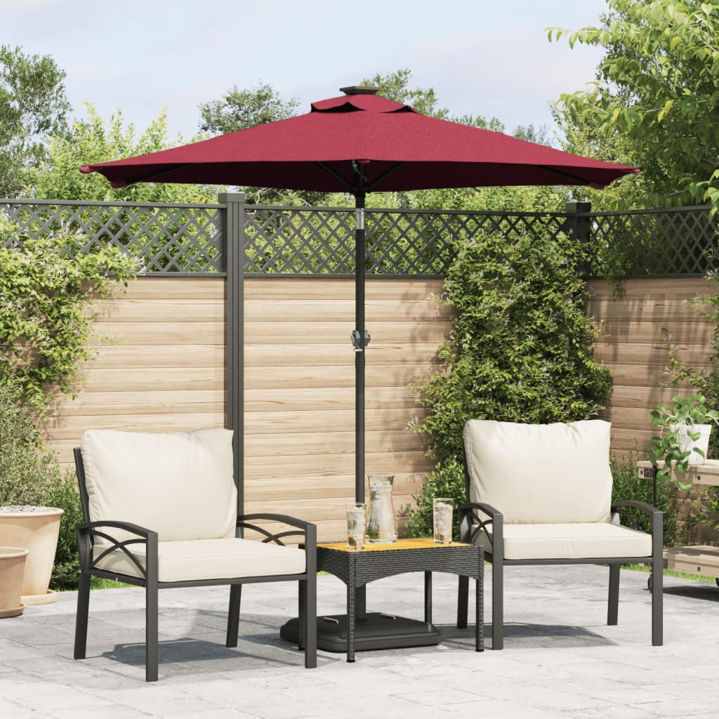 vidaXL Sonnenschirm mit Stahlmast Weinrot 225x225x212 cm