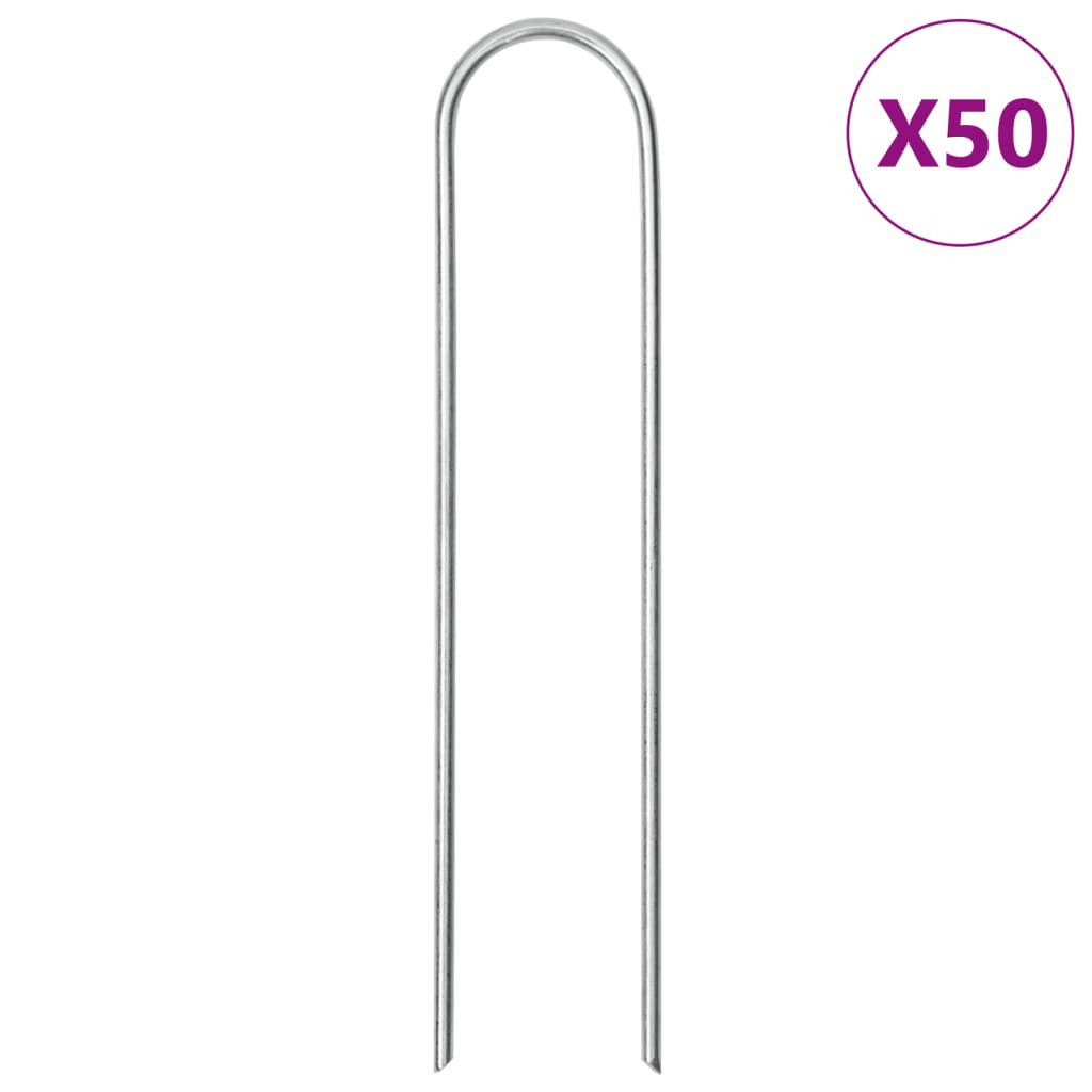 vidaXL Bodenanker 50 Stk. U-Form 15x3,5 cm Verzinkter Stahl