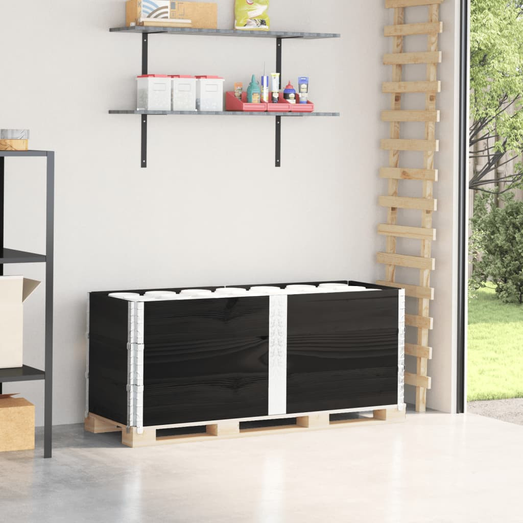 vidaXL Paletten-Aufsatzrahmen 3 Stk. Schwarz 150x50 Massivholz Kiefer