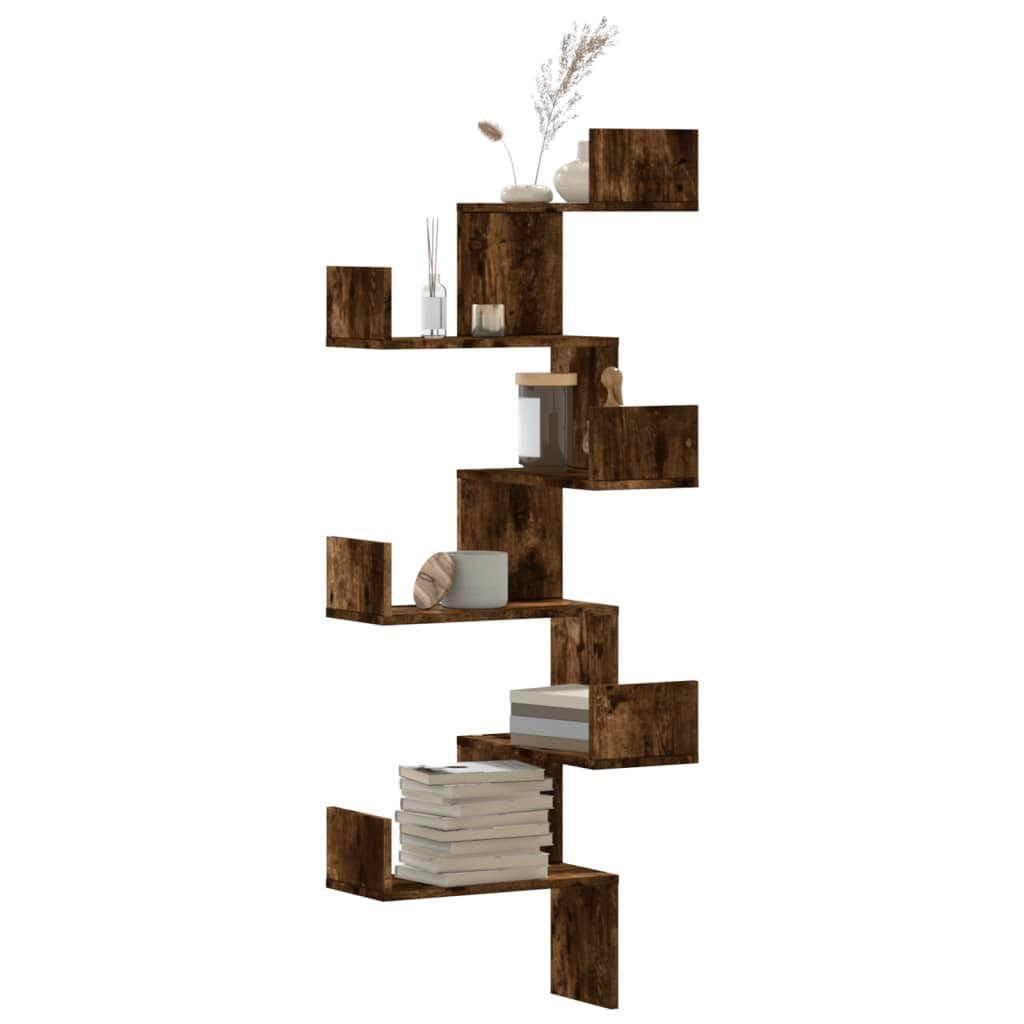 vidaXL Wand-Eckregal Räuchereiche 45x45x147 cm Holzwerkstoff