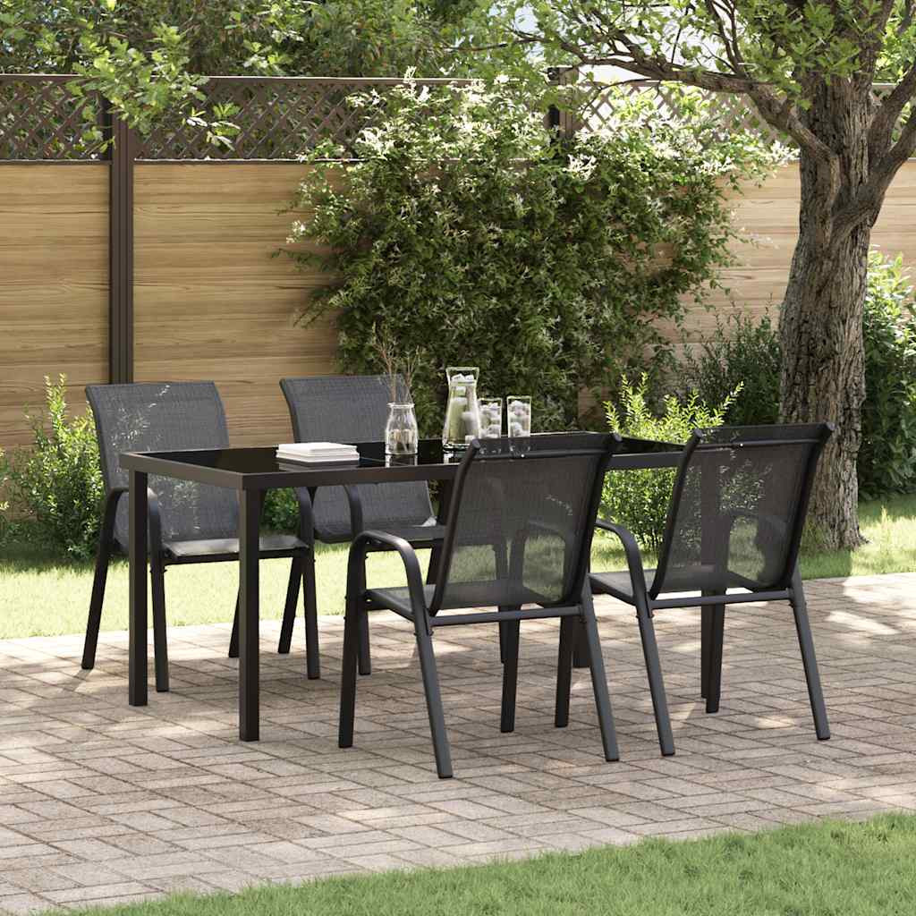 vidaXL Stapelbare Gartenstühle 4 Stk. Schwarz Textilene