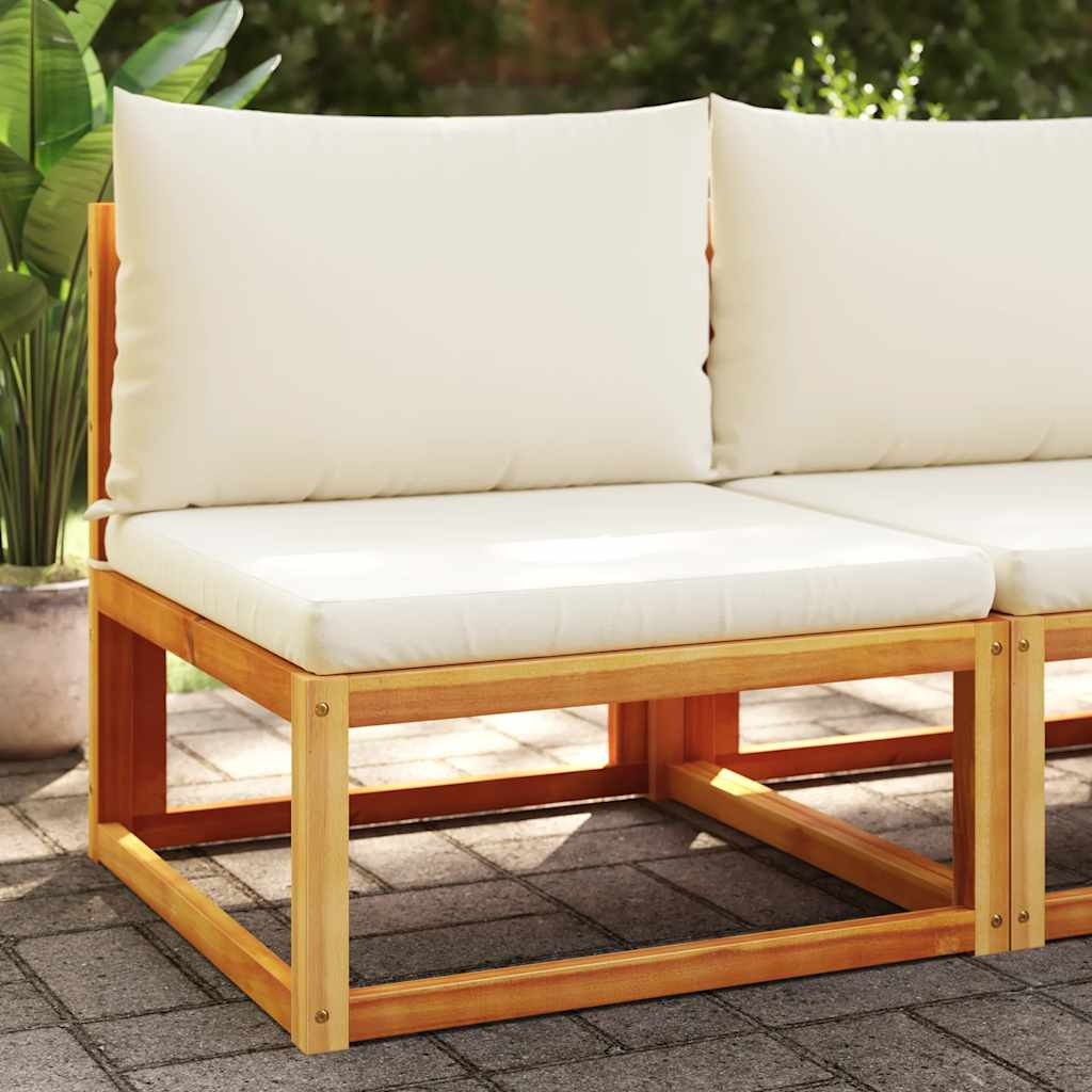 vidaXL Gartensofa ohne Armlehnen mit Kissen Holz Akazie & Rattan