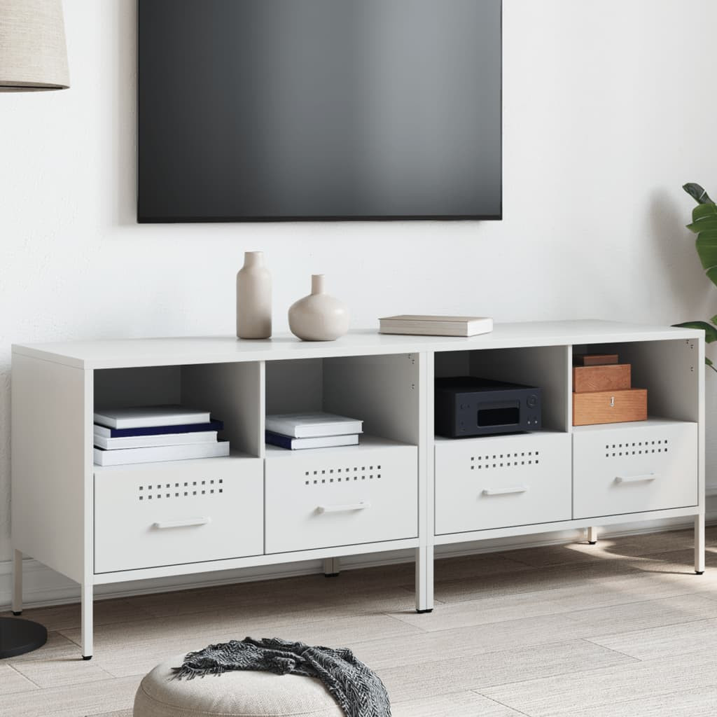 vidaXL TV-Schränke 2 Stk. Weiß 68x39x50,5 cm Stahl