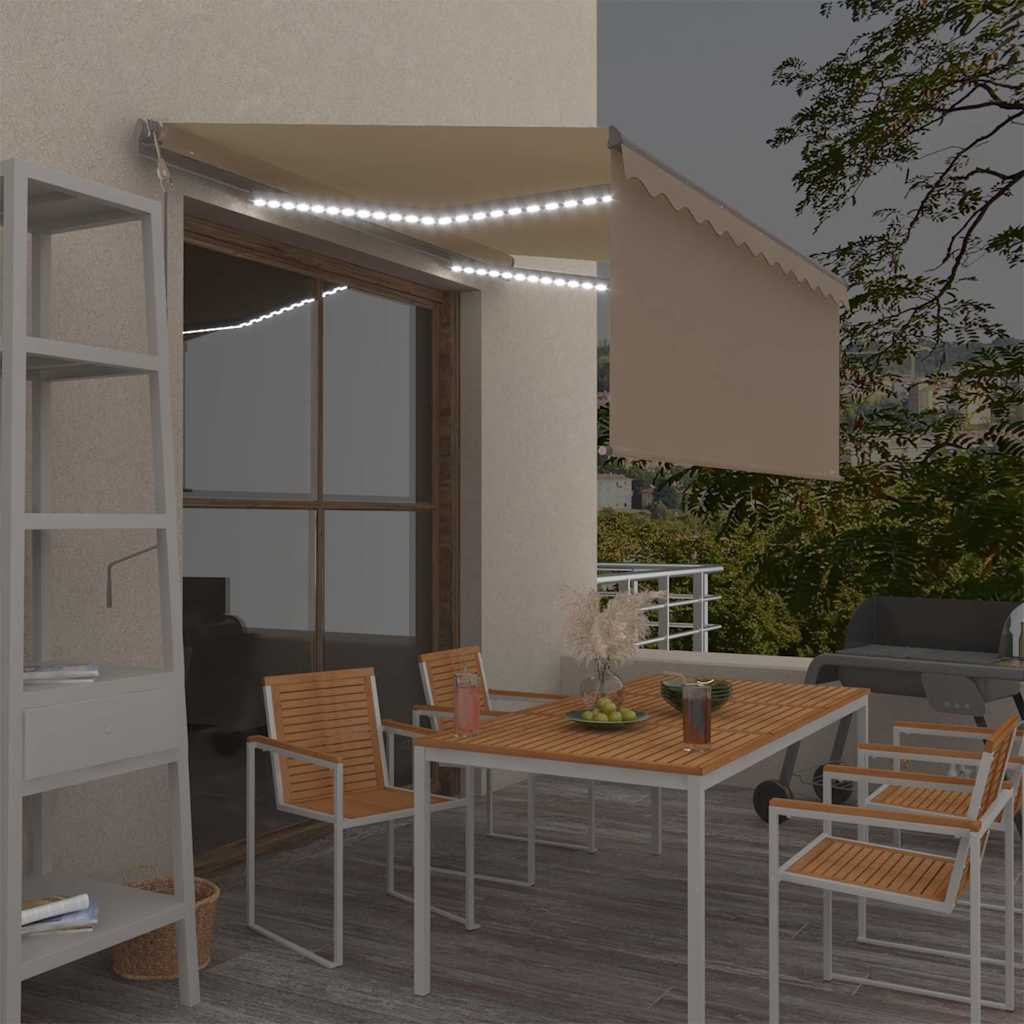 vidaXL Markise Automatisch mit Rollo LED Windsensor 3x2,5 m Creme