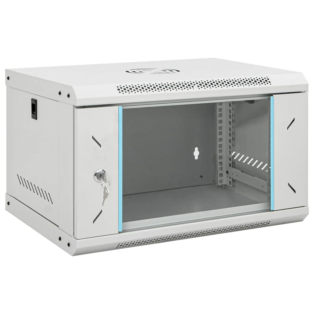 vidaXL 6HE Wandmontierter Netzwerkschrank 19" IP20 53x40x30 cm