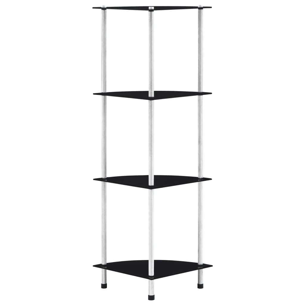 vidaXL Regal mit 4 Ablagen Schwarz 30x30x100 cm Hartglas