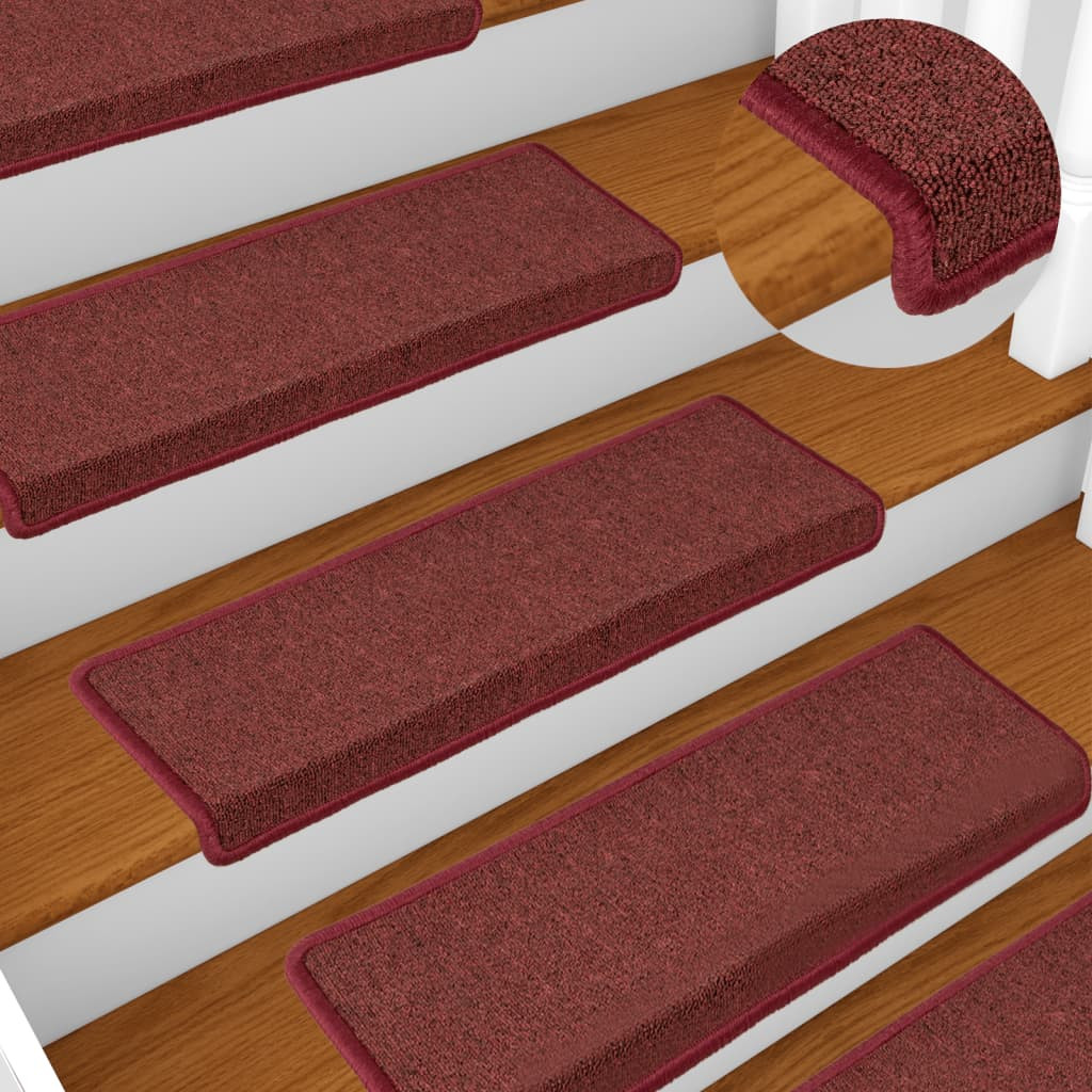 vidaXL Stufenmatten 15 Stk. 65x21x4 cm Bordeaux Rechteckiger Rand