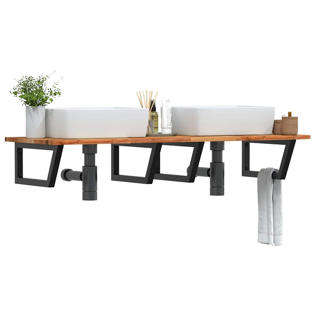 vidaXL Waschbeckenregal Wandmontage Stahl und Akazienholz