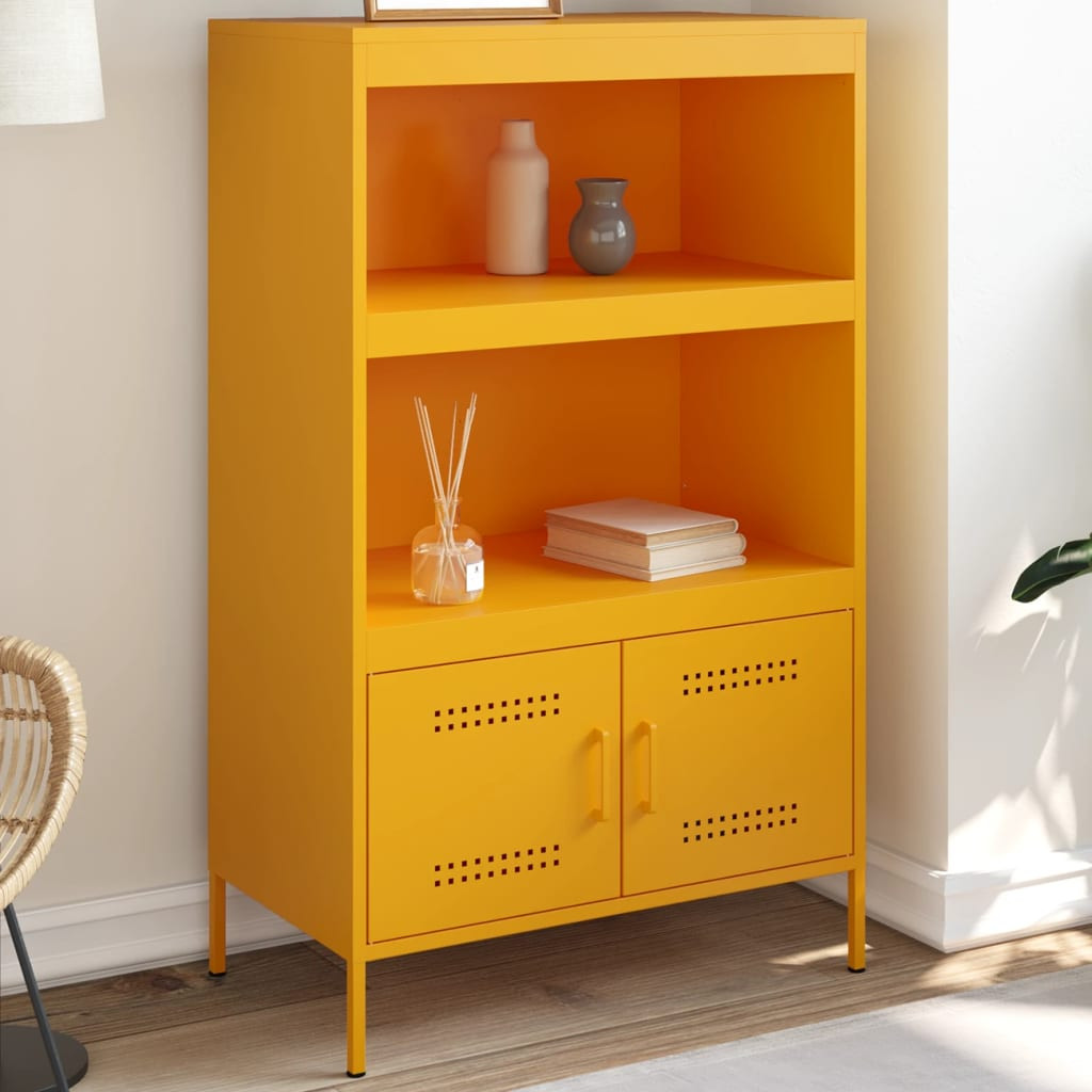 vidaXL Highboard Senfgelb 68x39x113 cm Stahl
