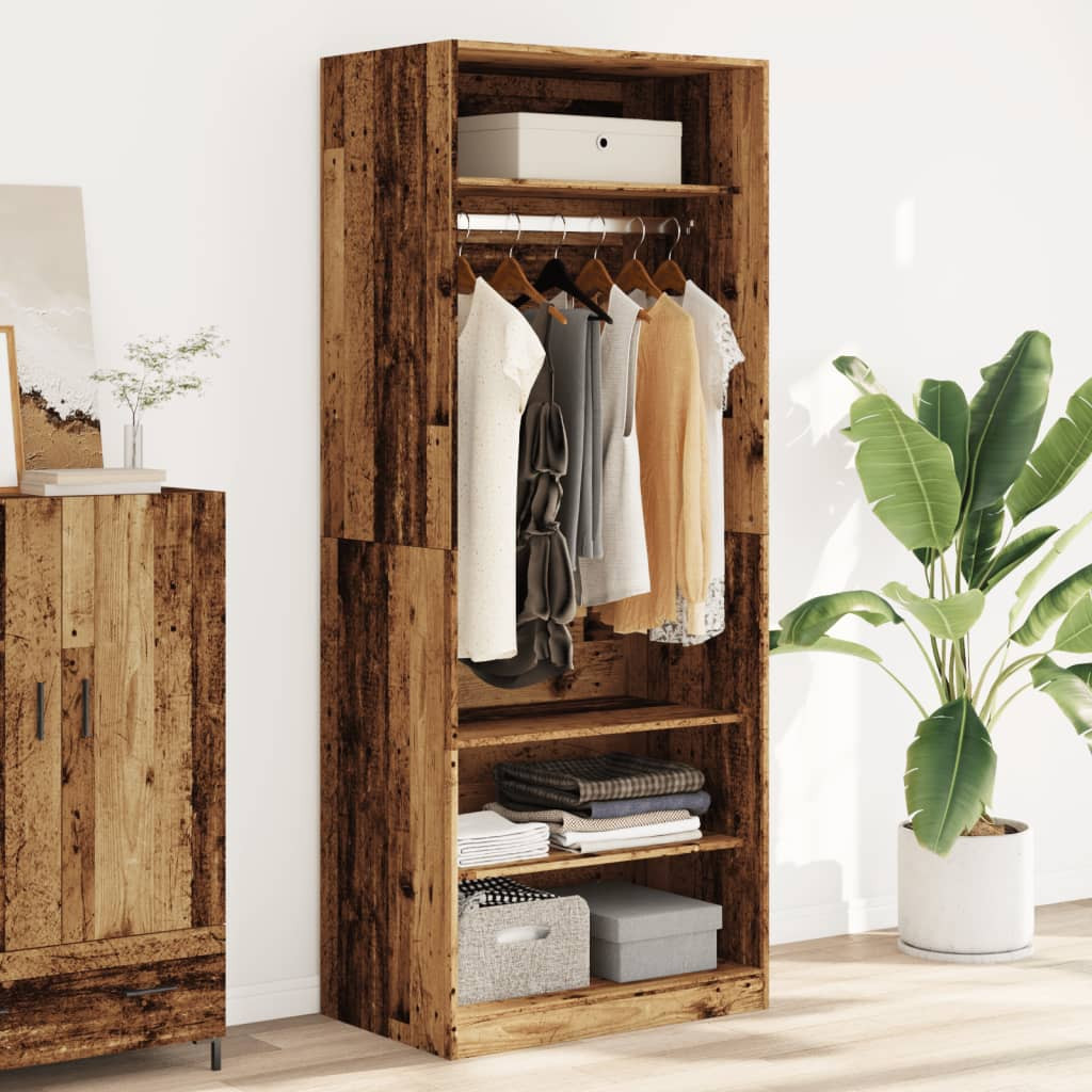 vidaXL Kleiderschrank Altholz-Optik 80x50x200 cm Holzwerkstoff