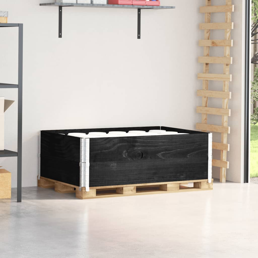 vidaXL Paletten-Aufsatzrahmen 2 Stk. Schwarz 120x180 cm Massivholz