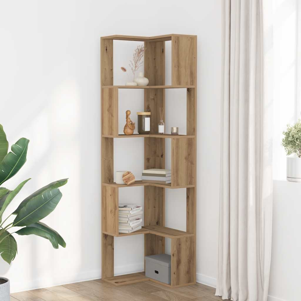 vidaXL Eck-Bücherregal 5 Böden Artisan-Eiche 50x50x179cm Holzwerkstoff