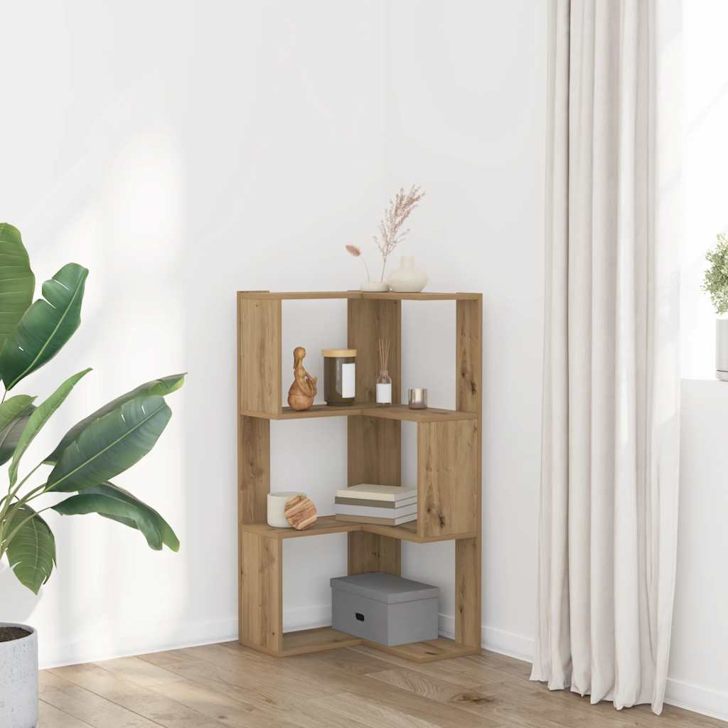 vidaXL Eck-Bücherregal 3 Böden Artisan-Eiche 50x50x102cm Holzwerkstoff