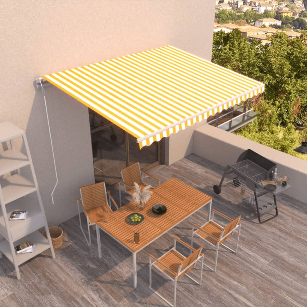 vidaXL Markise Automatisch Einziehbar 400x350 cm Gelb und Weiß