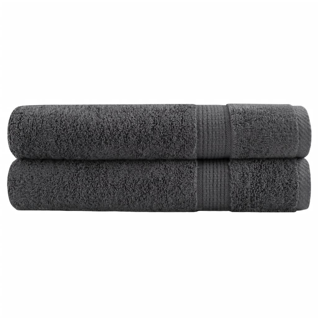 vidaXL Premium Handtücher SOLUND 2 Stk. Anthrazit 100x200 cm 600 g/m²