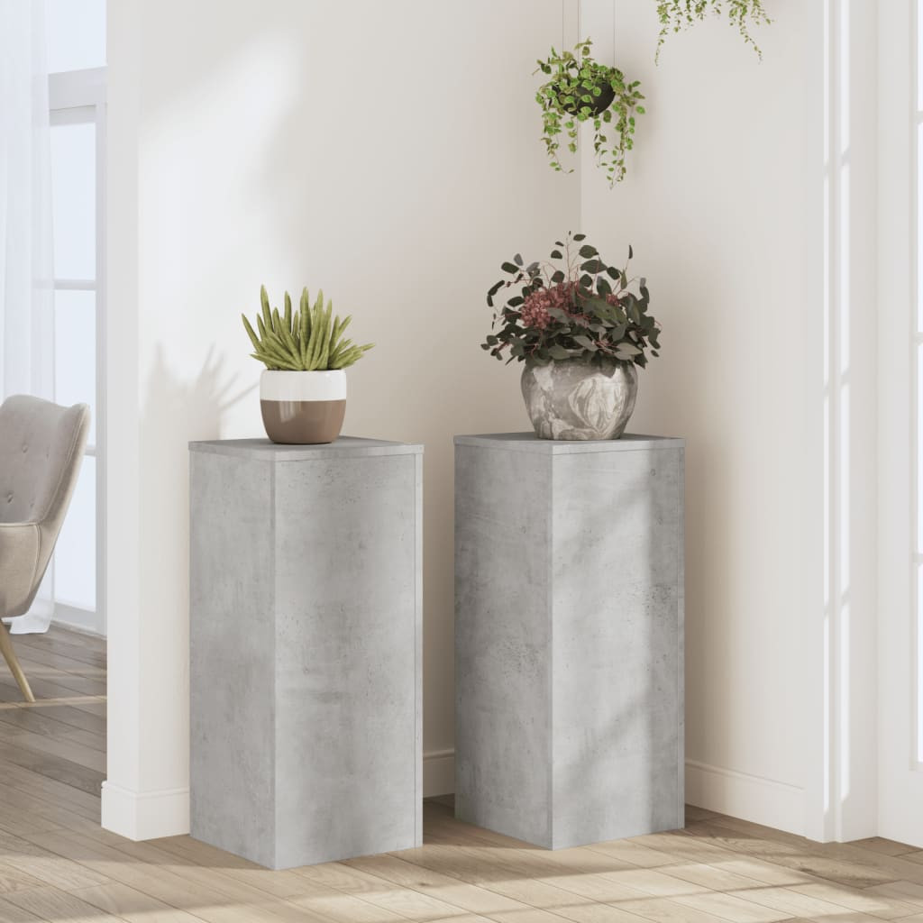 vidaXL Pflanzenständer 2 Stk. Betongrau 30x30x70 cm Holzwerkstoff