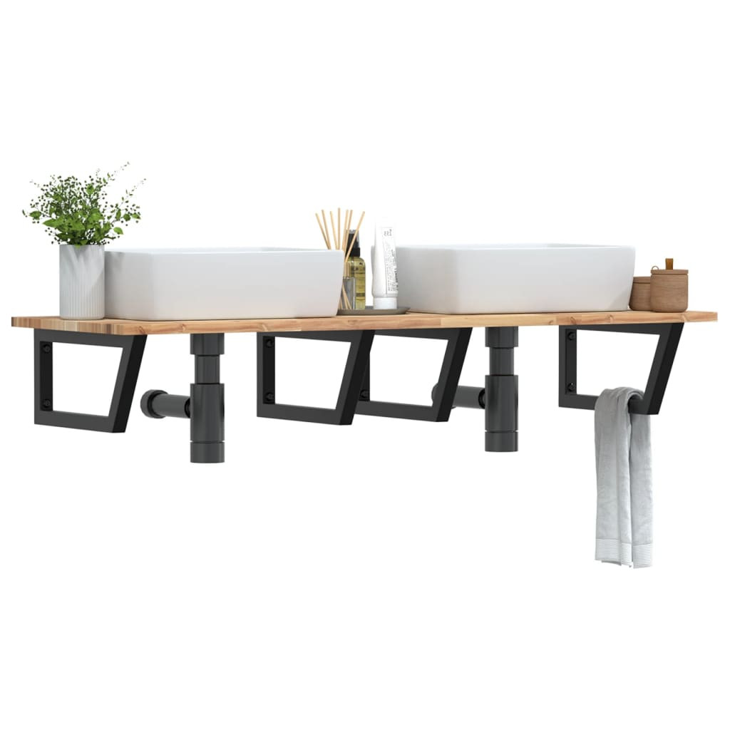 vidaXL Waschbeckenregal Wandmontage Stahl und Akazienholz