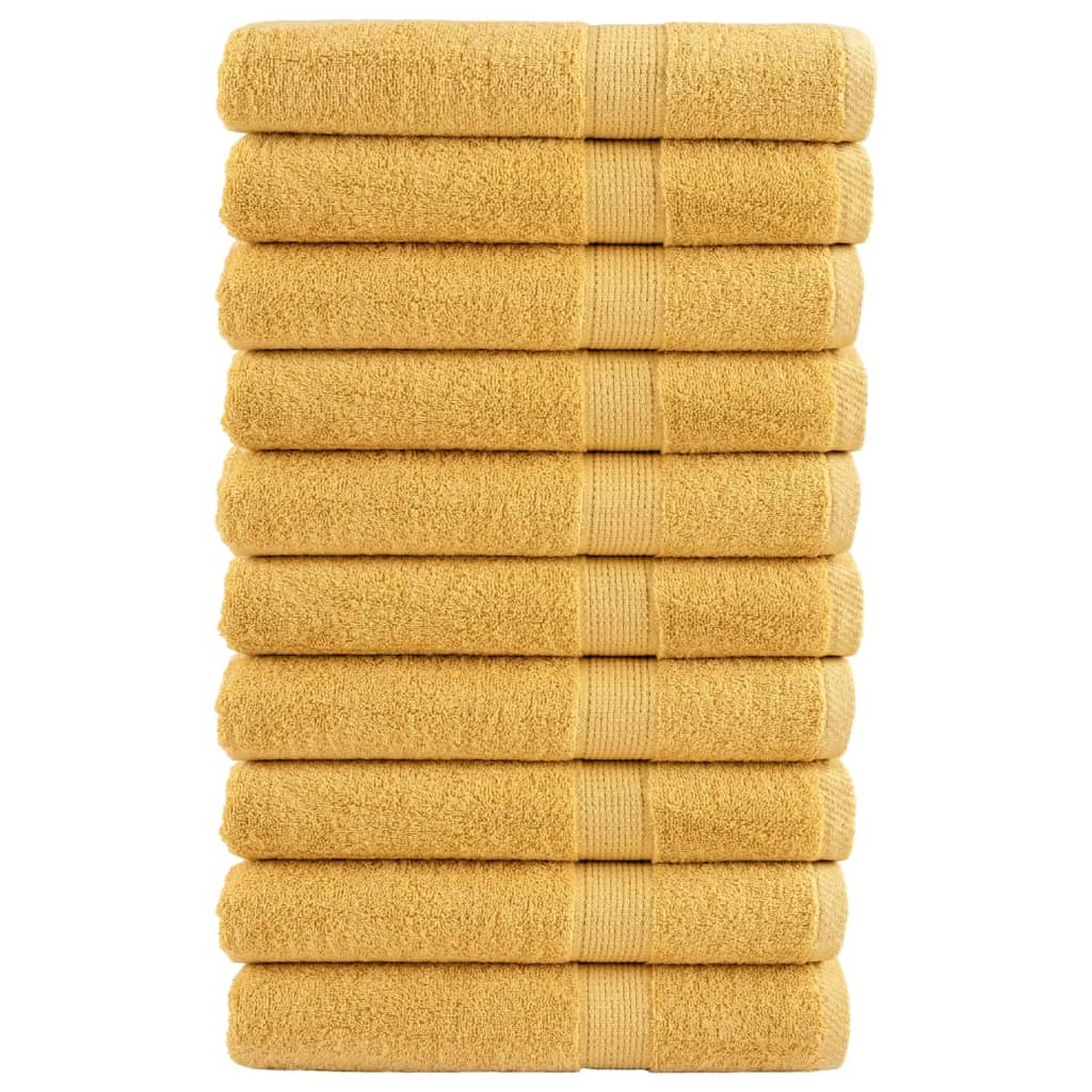 vidaXL Premium Handtücher SOLUND 10 Stk. Gold 100x200 cm 600 g/m²