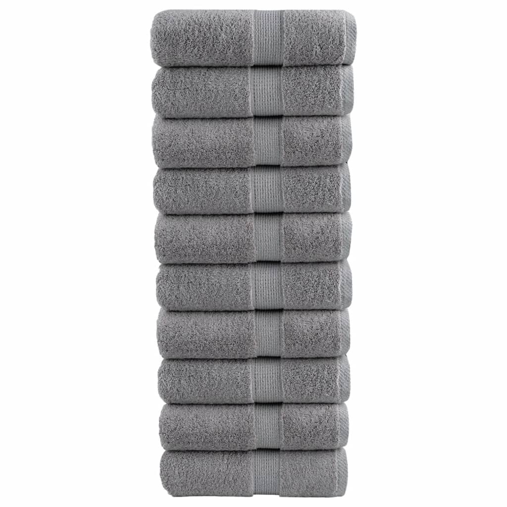 vidaXL Premium Gästetücher SOLUND 10 Stk. Grau 30x50 cm 600 g/m²