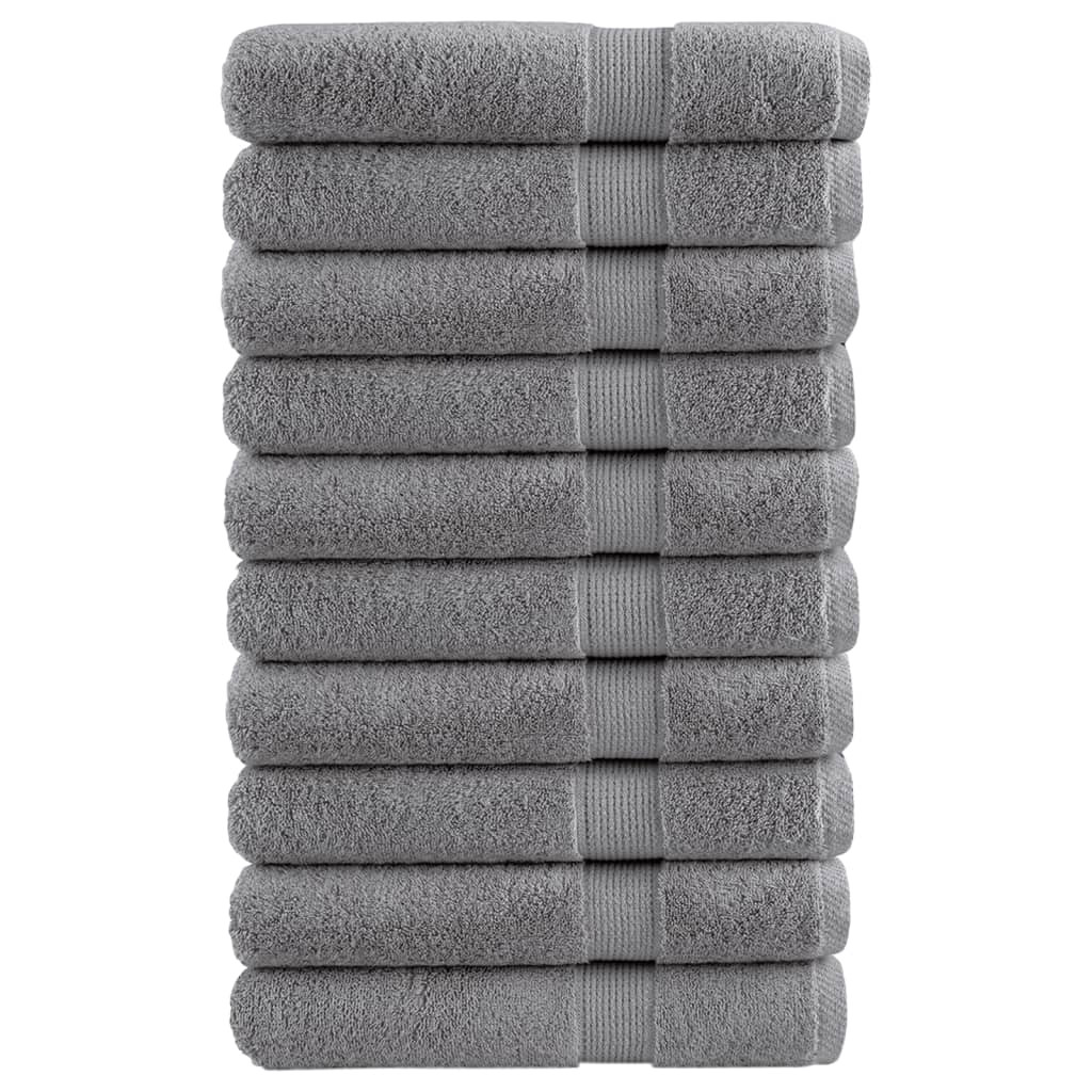 vidaXL Premium Handtücher SOLUND 10 Stk. Grau 100x200 cm 600 g/m²