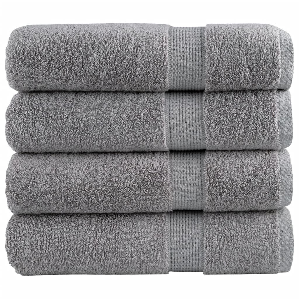 vidaXL Premium Badetücher SOLUND 4 Stk. Grau 100x150 cm 600 g/m²