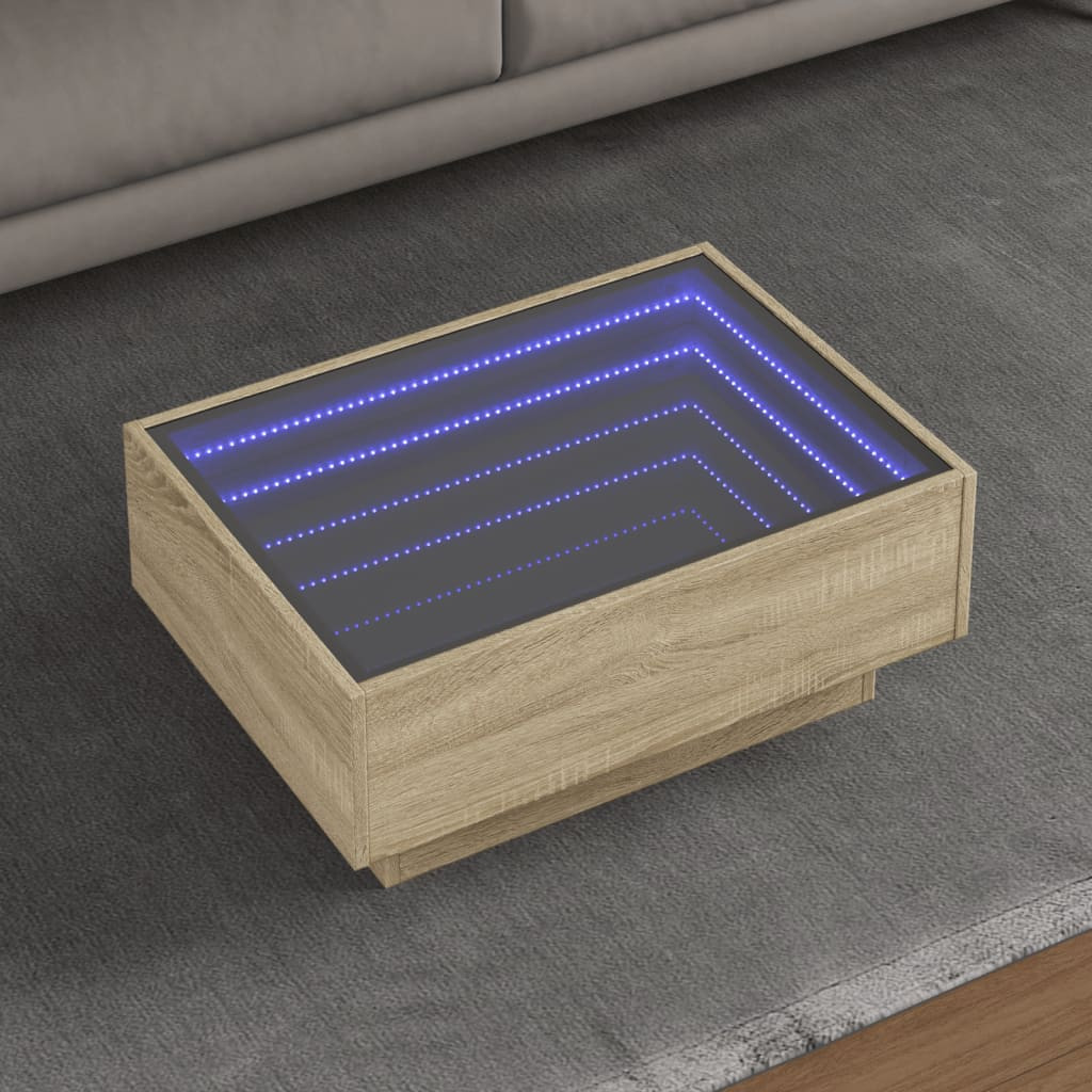 vidaXL LED-Couchtisch Sonoma Eiche 70x50x30 cm Holzwerkstoff