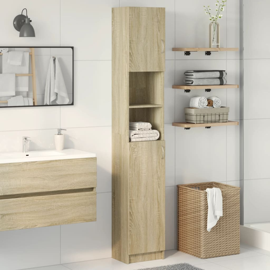 vidaXL Badezimmerschrank Sonoma-Eiche 32x25,5x190 cm Holzwerkstoff