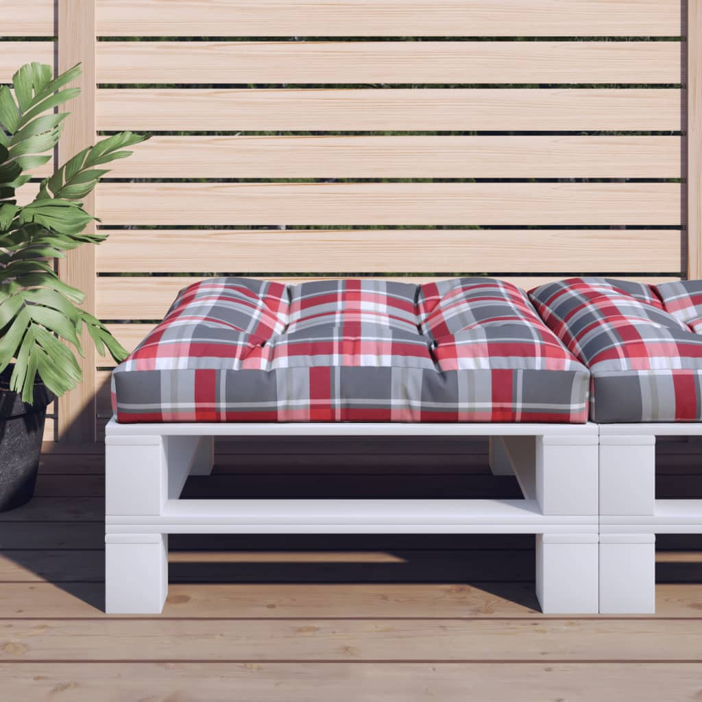 vidaXL Palettenkissen Rot Karomuster 80x80x12 cm Stoff