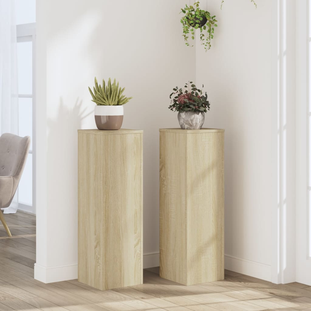 vidaXL Pflanzenständer 2 Stk. Sonoma-Eiche 25x25x80 cm Holzwerkstoff