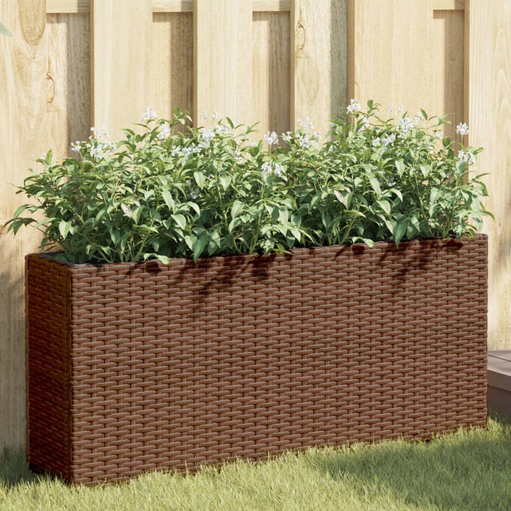 vidaXL Hochbeet mit 2 Fächern Braun 90x20x40 cm Poly Rattan
