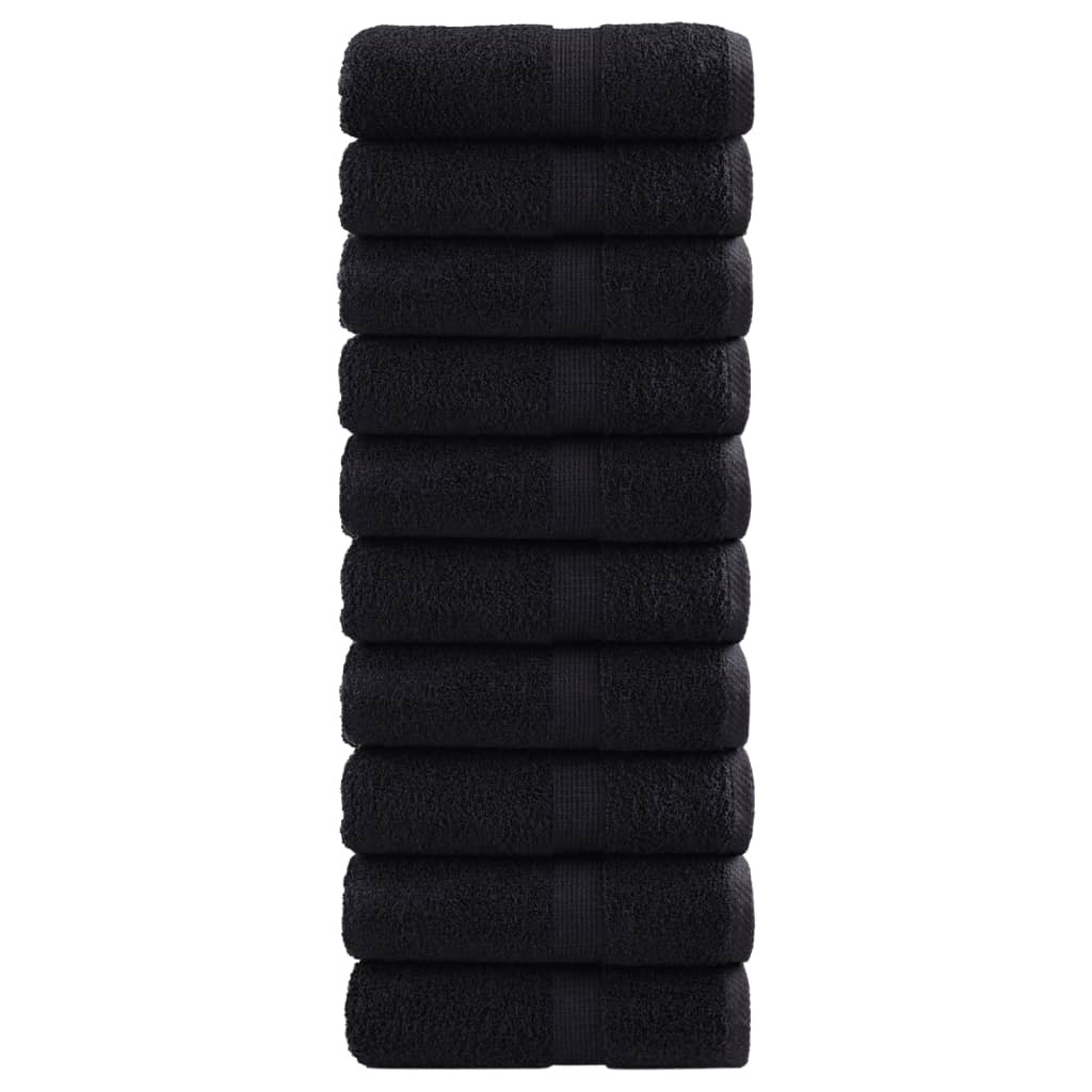 vidaXL Premium Waschhandtücher SOLUND 10 Stück Schwarz 30x30 cm 600 g/m²