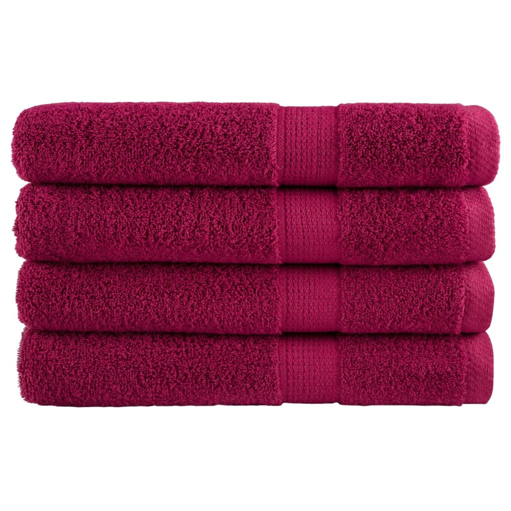 vidaXL Premium Handtücher SOLUND 4 Stk. Bordeaux 100x200 cm 600 g/m²