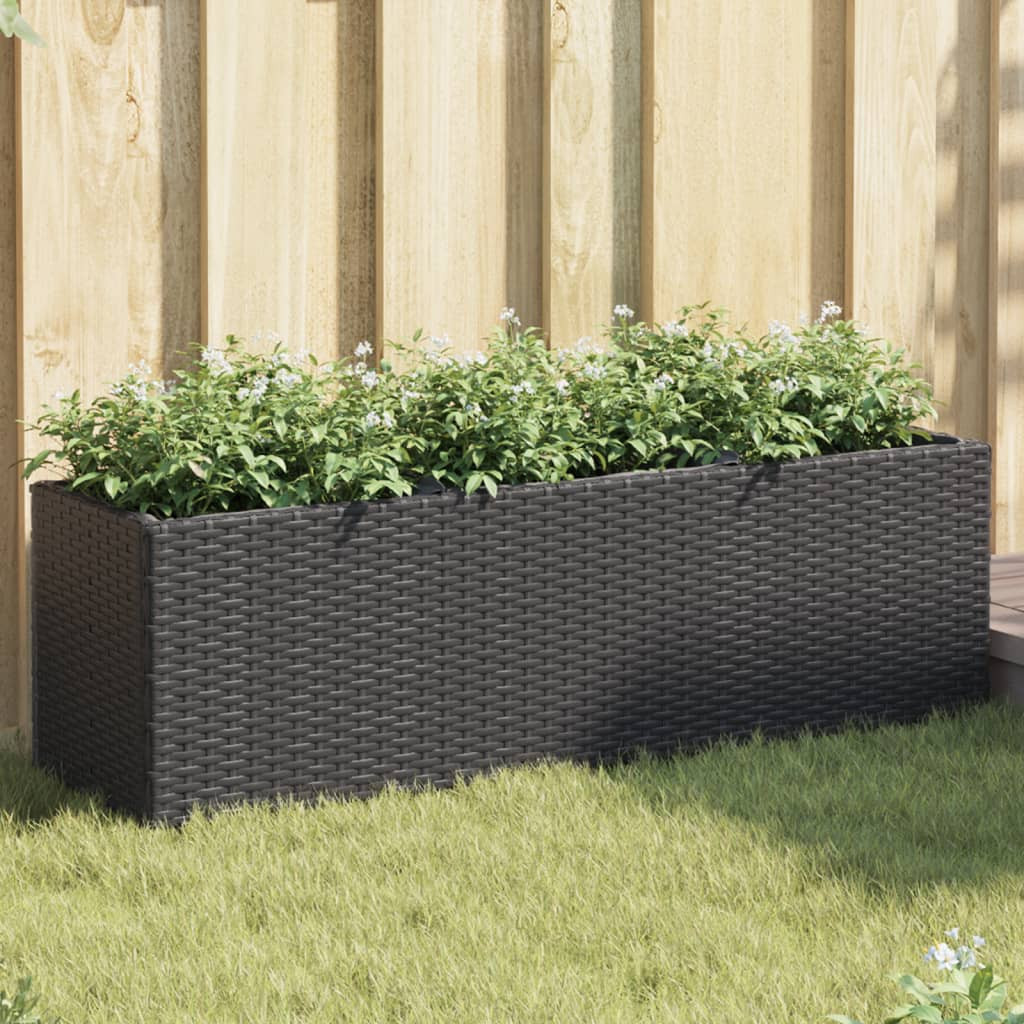 vidaXL Pflanzkübel mit 3 Töpfen 2 Stk. Schwarz 105x30x32cm Poly Rattan