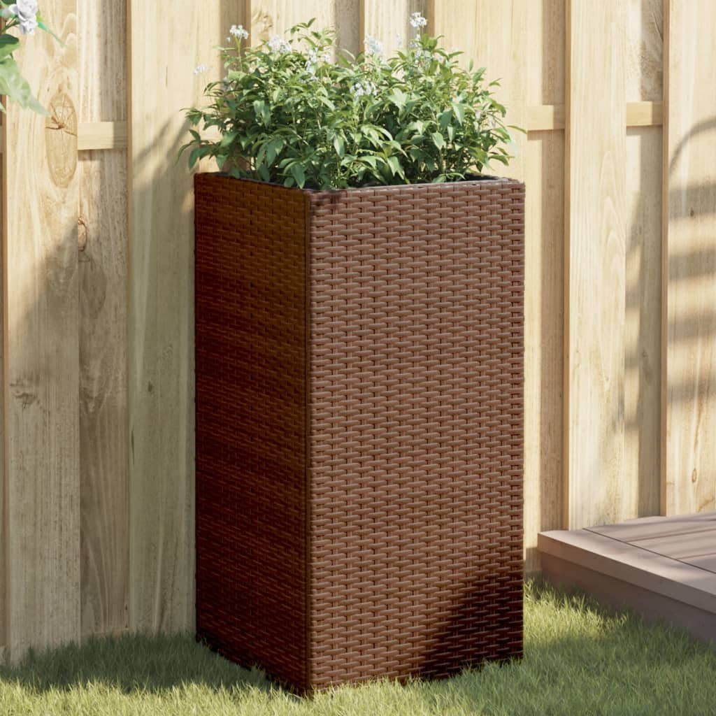vidaXL Pflanzkübel 2 Stk. Braun 40x40x80 cm Poly Rattan