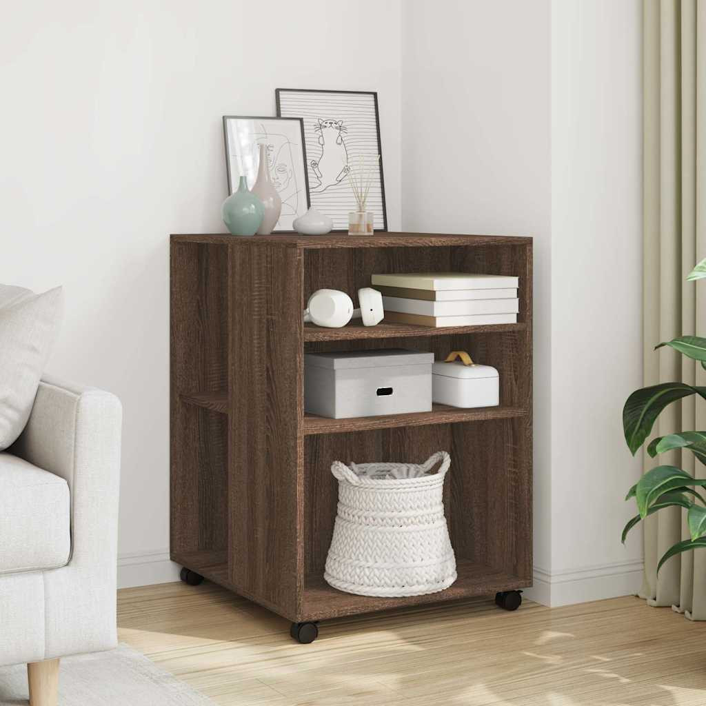 vidaXL Beistelltisch mit Rollen Braun Eiche 55x60x78 cm Holzwerkstoff