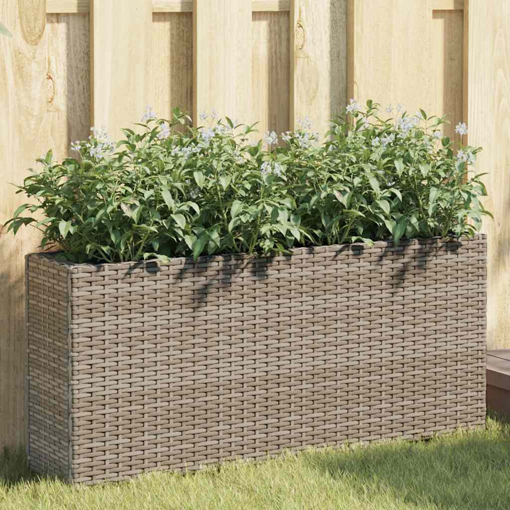 vidaXL Pflanzkübel mit 2 Töpfen 2 Stk. Grau 90x20x40 cm Poly Rattan