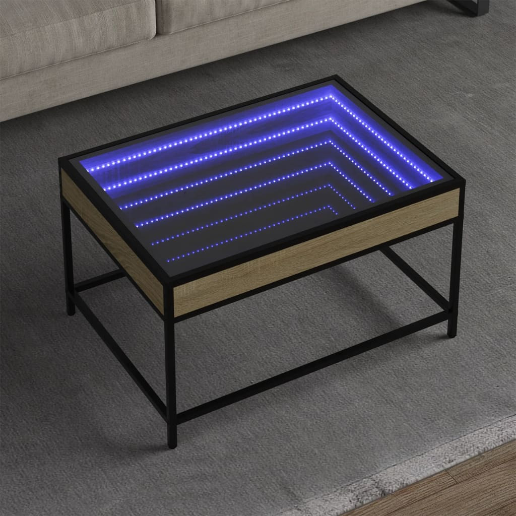 vidaXL Couchtisch mit Infinity-LED Sonoma-Eiche 70x50x41 cm