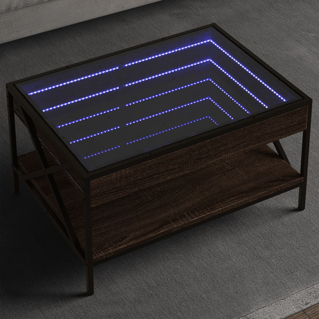 vidaXL Couchtisch mit Infinity-LED Braun Eichen-Optik 70x50x38 cm