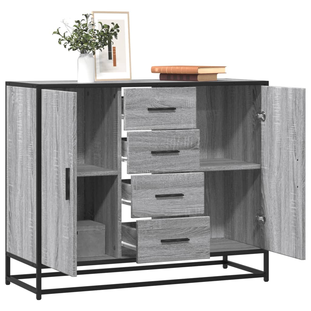 vidaXL Sideboard Grau Sonoma 92x35x76 cm Holzwerkstoff