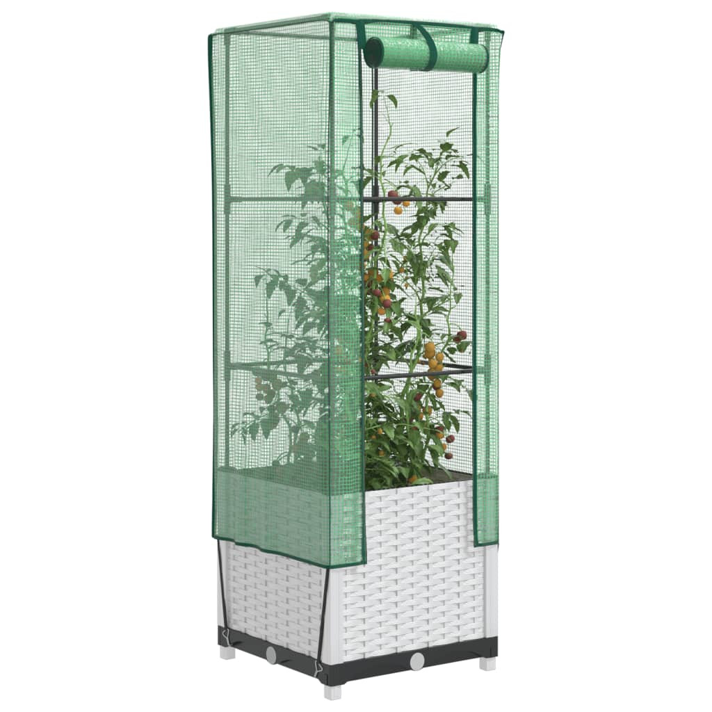 vidaXL Hochbeet mit Gewächshaus-Aufsatz Rattan-Optik 40x40x139 cm